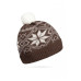 Шапка детская Norveg цвет коричневый с белыми снежинками (текстильный помпон) 7CWU-018 (S)